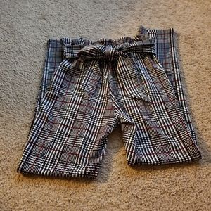 High waisted paper bag style pants